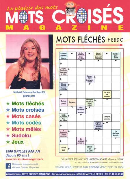 Abonement MOTS CROISES MAGAZINE/MOTS FLECHES - MOTS CROISES MAGAZINE/MOTS FLECHES -50% pendant 6 mois sans engagement