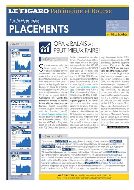 LA LETTRE DES PLACEMENTS