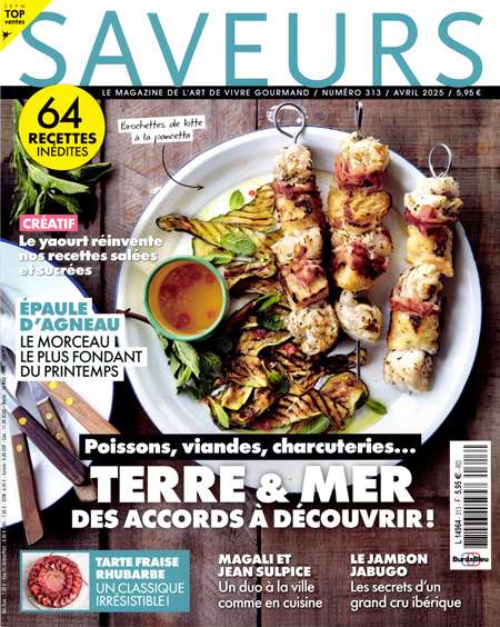 Abonnement SAVEURS - Revue, magazine, journal SAVEURS - Magazine de l'art de vivre gourmand, Saveurs pratique l'investigation culinaire et explore les terroirs. Avec de belles recettes gourmandes et elaborees, mais accessibles a tous, Saveurs vous invite en 140 pages a un tour du monde (...)